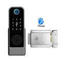Tuya WiFi Smart Door Lock TTLock BLE APP Fingerprint Password IC Card Key One-Press Indoor Unlock IP66 Waterproof Gate Door Lock