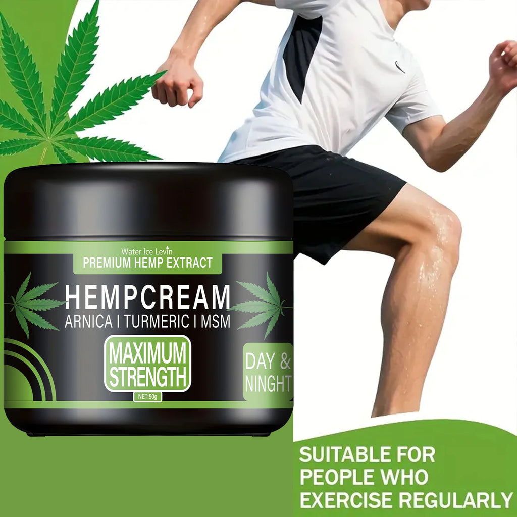 Hemp Cream: Premium Hemp Extract+Arnica+Turmeric, Maximum Strength, Light Texture, Moisturizes for Elastic Skin (Day & Night)