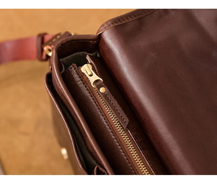 vintage designer handmade high-quality genuine leather men's messenger bag Outdoor casual cow leather work black shoulder bag