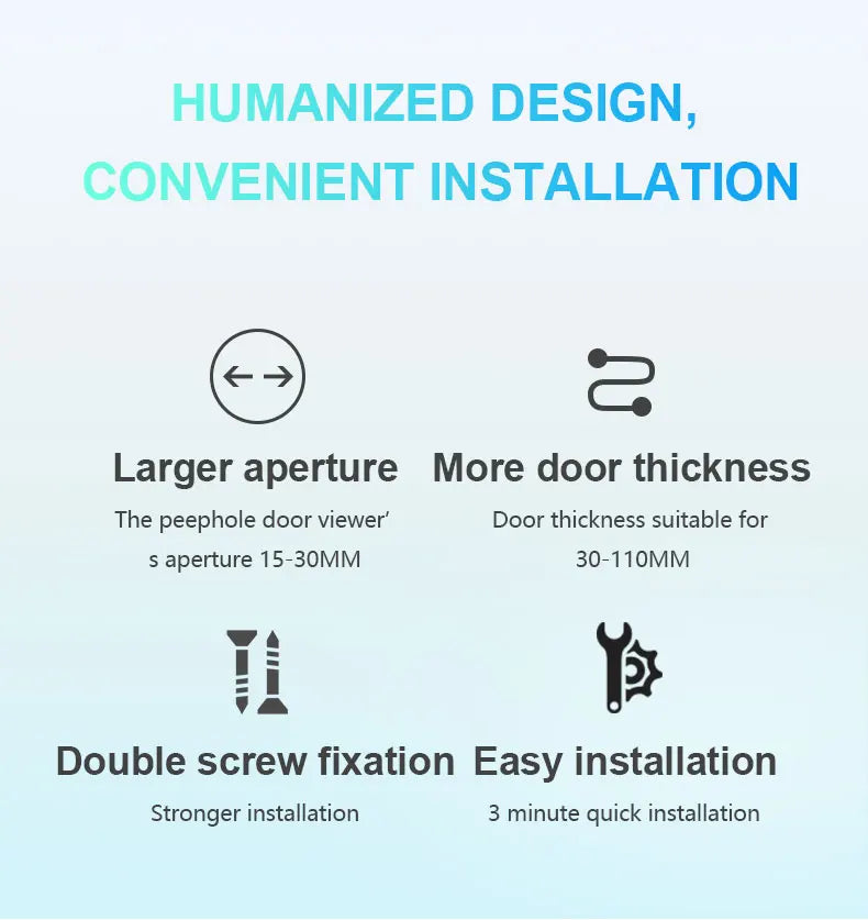 DANMINI 4.3'' Smart Door Peephole Camera WiFi Tuya Human Detection 6000mAh 120° 2KHD  3MP IPS HD Screen Remote Video Eye