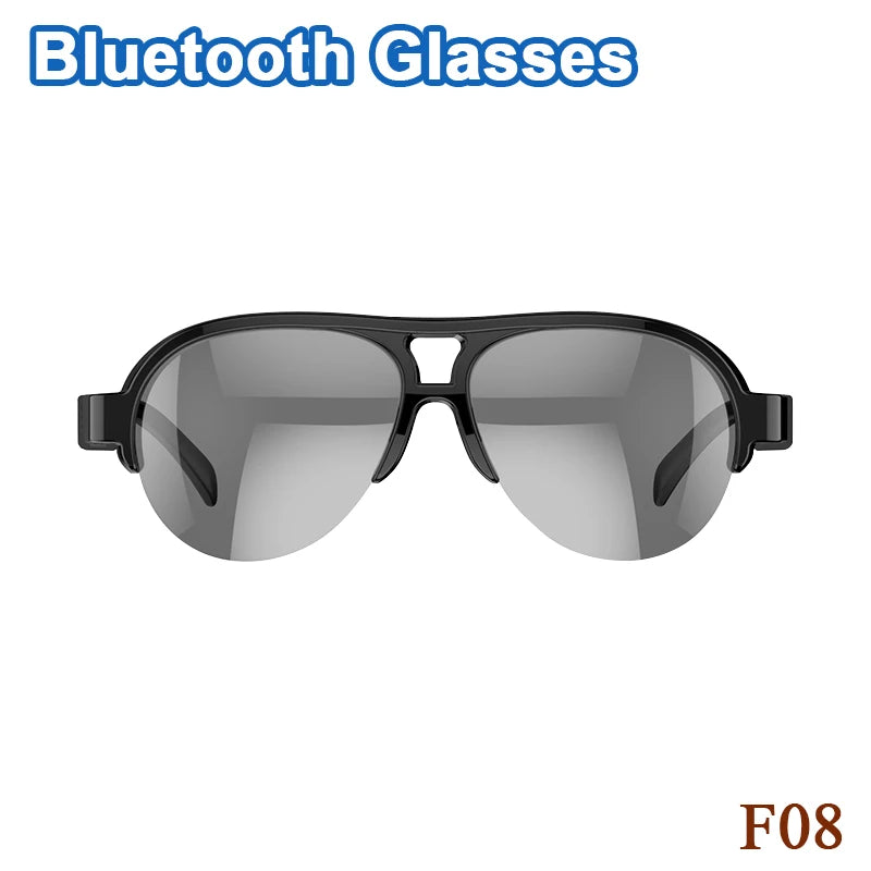 Smart Bluetooth Audio Sunglasses - Wireless Hands-Free Spatial Audio Black Black F08 Tidesmit