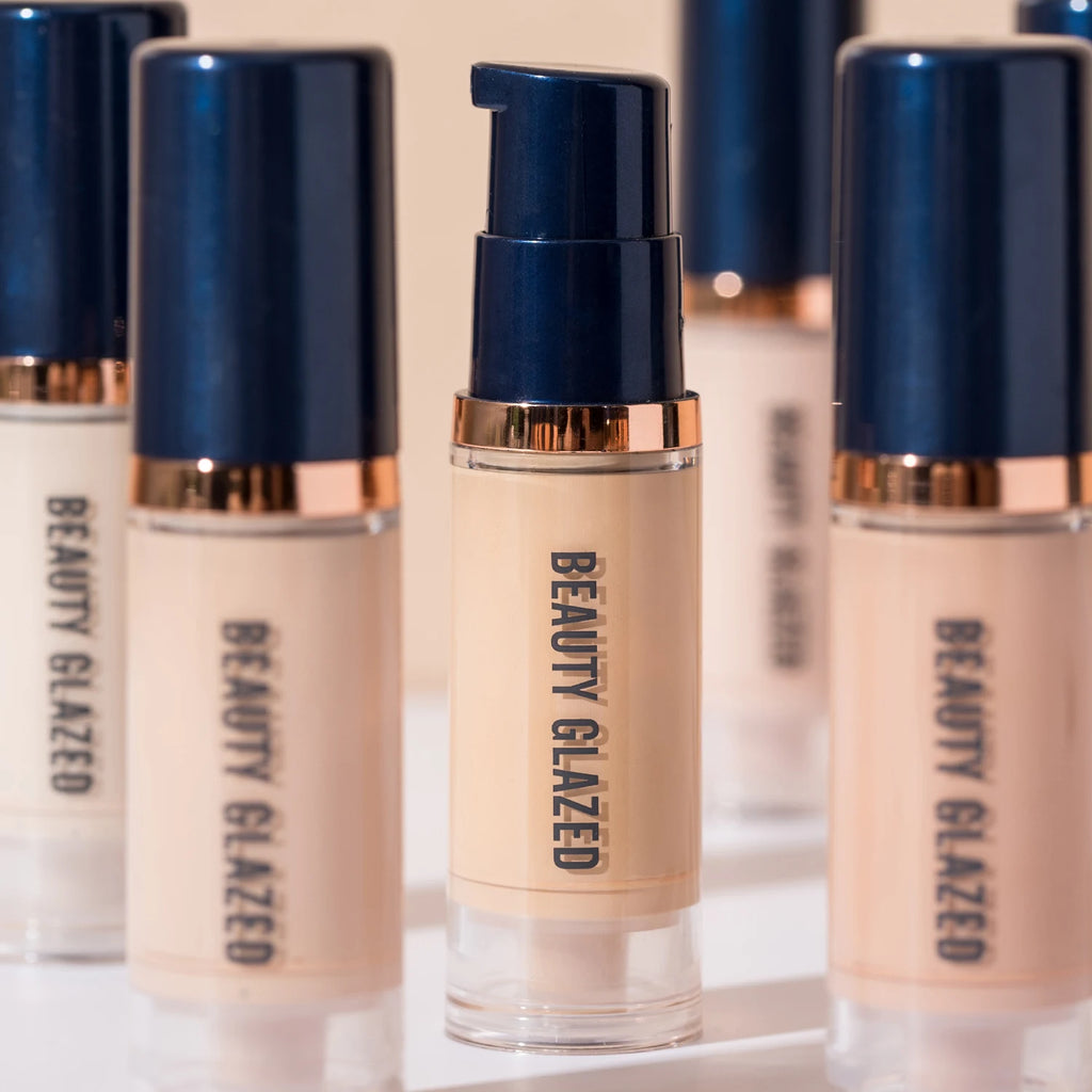 Tidesmit Beauty Glazed 6 color liquid foundation concealer texture close-up for waterproof full coverage face makeup
