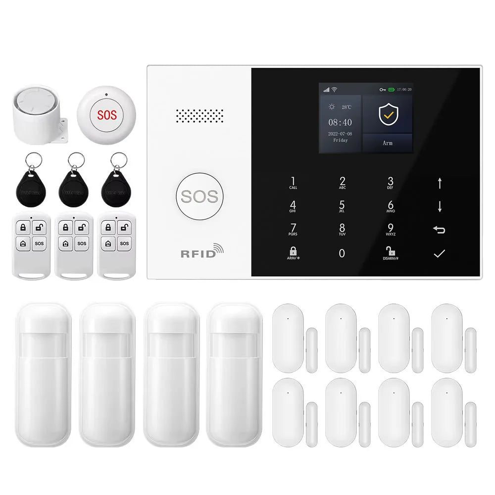 Smart Home Alarm System | WiFi GSM Motion Sensor Kit | Tidesmit EU 2G GSM WiFi Kit E EU Plug Tidesmit