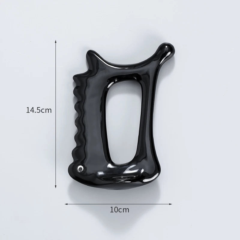 Ceramic Gua Sha Scraping Tool for Natural Lymphatic Drainage - Tidesmit Body Shaping Massage Equipment L Black Tidesmit