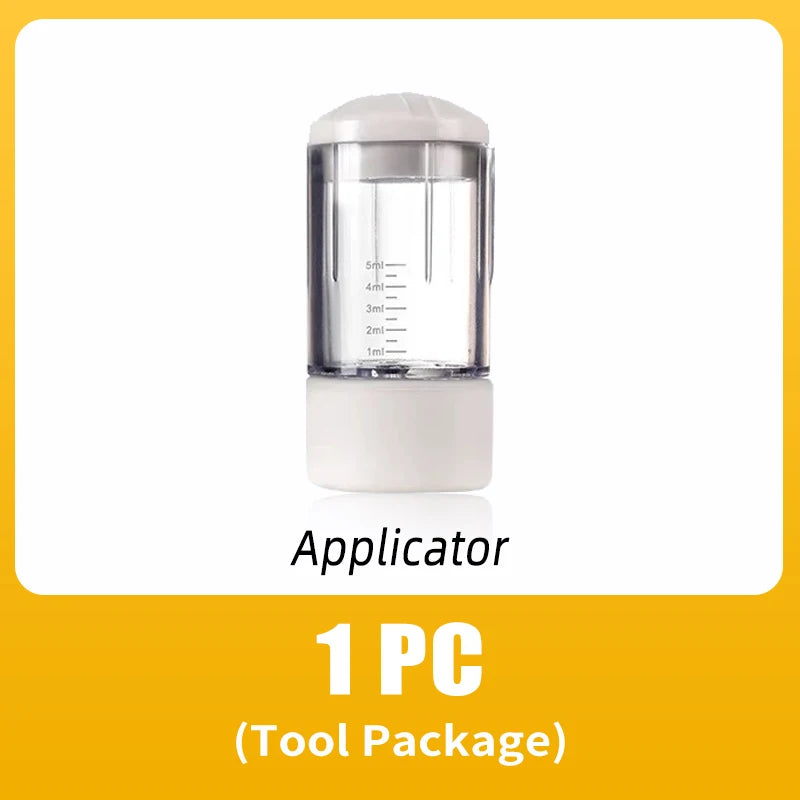 White portable scalp applicator liquid comb with measurement markings for precise hair loss treatment and oil serum.