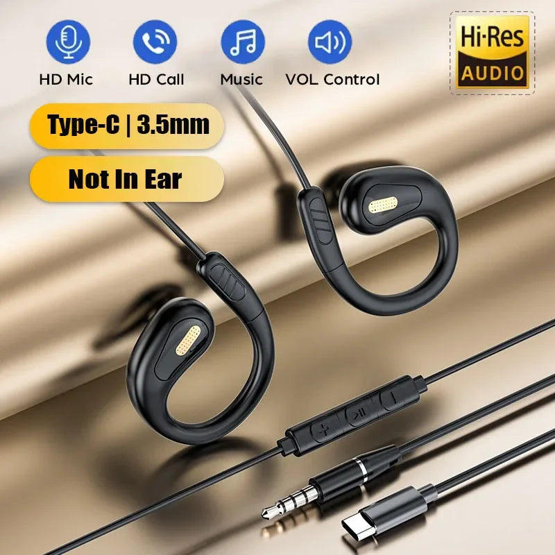 Tidesmit Open Ear Gaming Headset | Wired ENC Mic | 3.5mm & Type-C Options Tidesmit