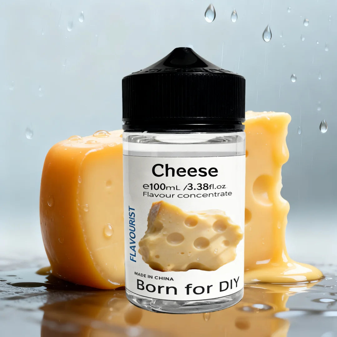 The provided image shows a bottle of "Cheese" flavor concentrate. It is not a mushroom adaptogen product.