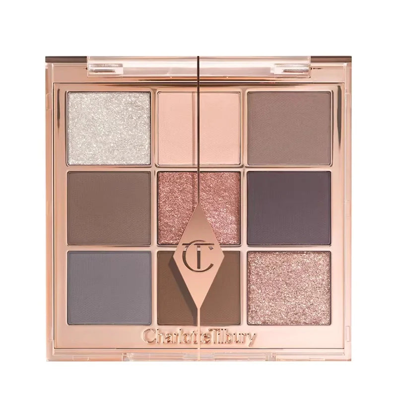Tidesmit 9 color rose pink eyeshadow palette matte and glitter texture detail view for face makeup looks