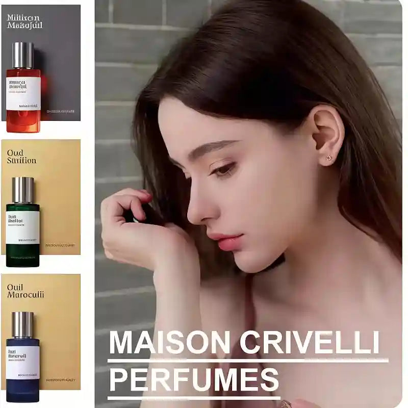 Maison Crivelli unisex EDP, 100ml spray. Exotic Oud & Passionfruit scent in a sleek cylindrical bottle for all genders.