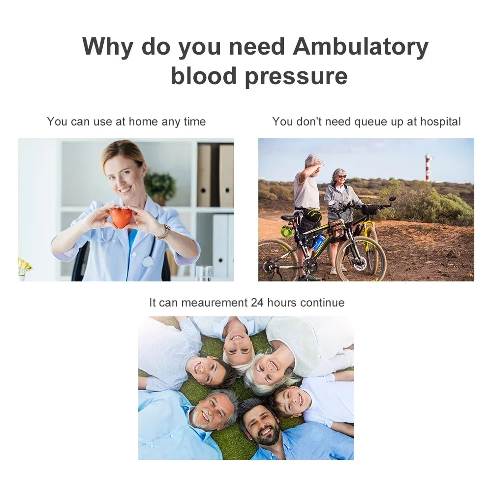 CONTEC ABPM50 24 Hours NIBP Holter Dynamic Upper Arm Digital Blood Pressure Monitor PC Software, Large Adult or Adult Cuff