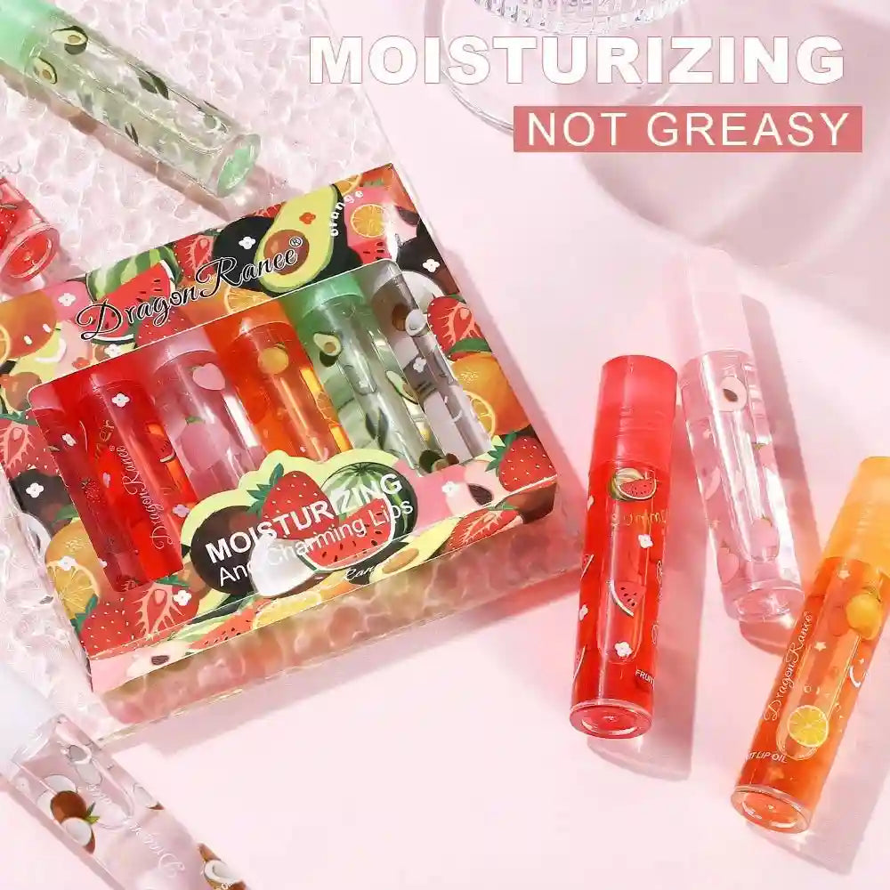 Strawberry Lip Gloss Set - 6 Pack Moisturizing Lip Treatment Oil Lip Care Tidesmit