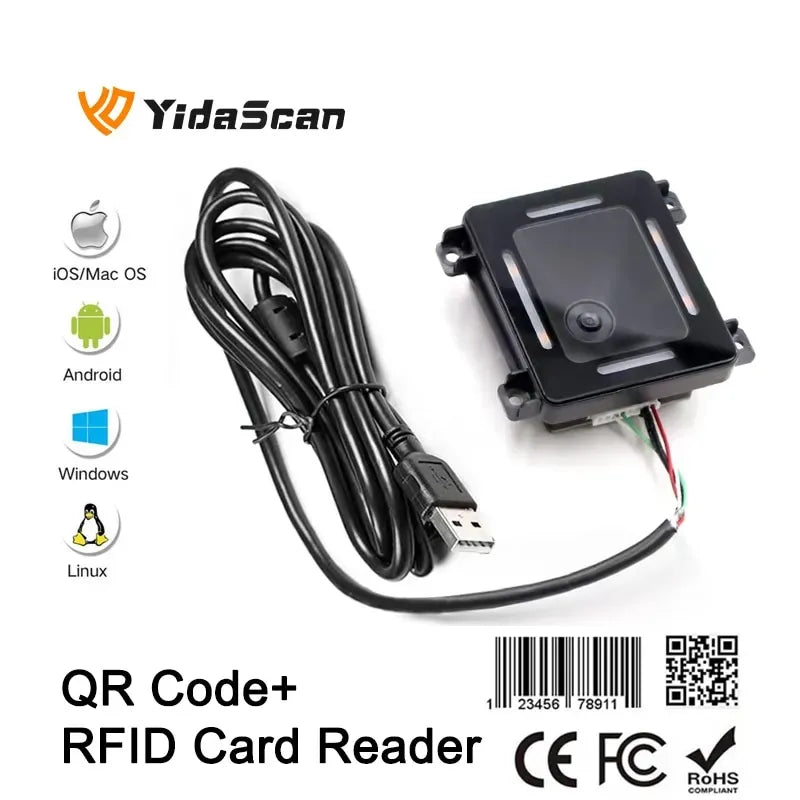 FM700B QR Code RFID Card Reader NFC 1D 2D QR Code Reader Access Control Barcode Scanner USB RS232 Wiegand for Kiosk Turnstile