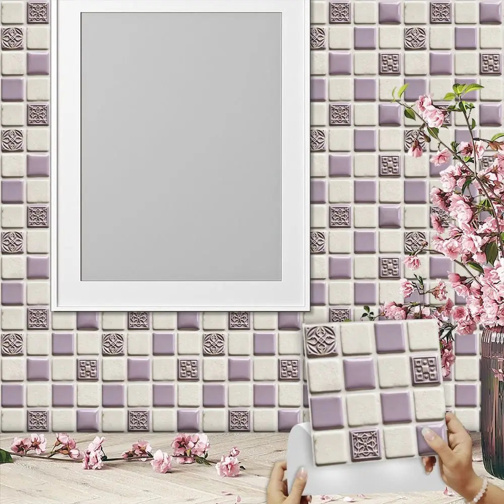 10Pcs Mandala Pattern Backsplash Tile Stickers Multicolor Design Waterproof Peel and Stick Tile Removable Self-Adhesive