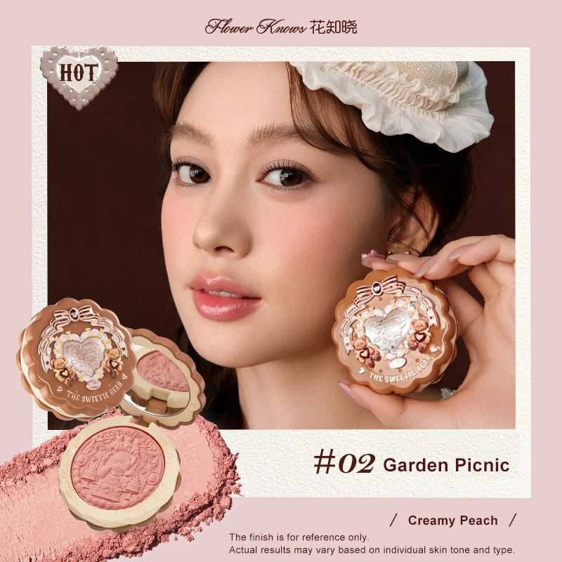 Tidesmit Flower Knows Sweetie Bear silk satin matte blush texture close-up for long lasting natural glow face makeup