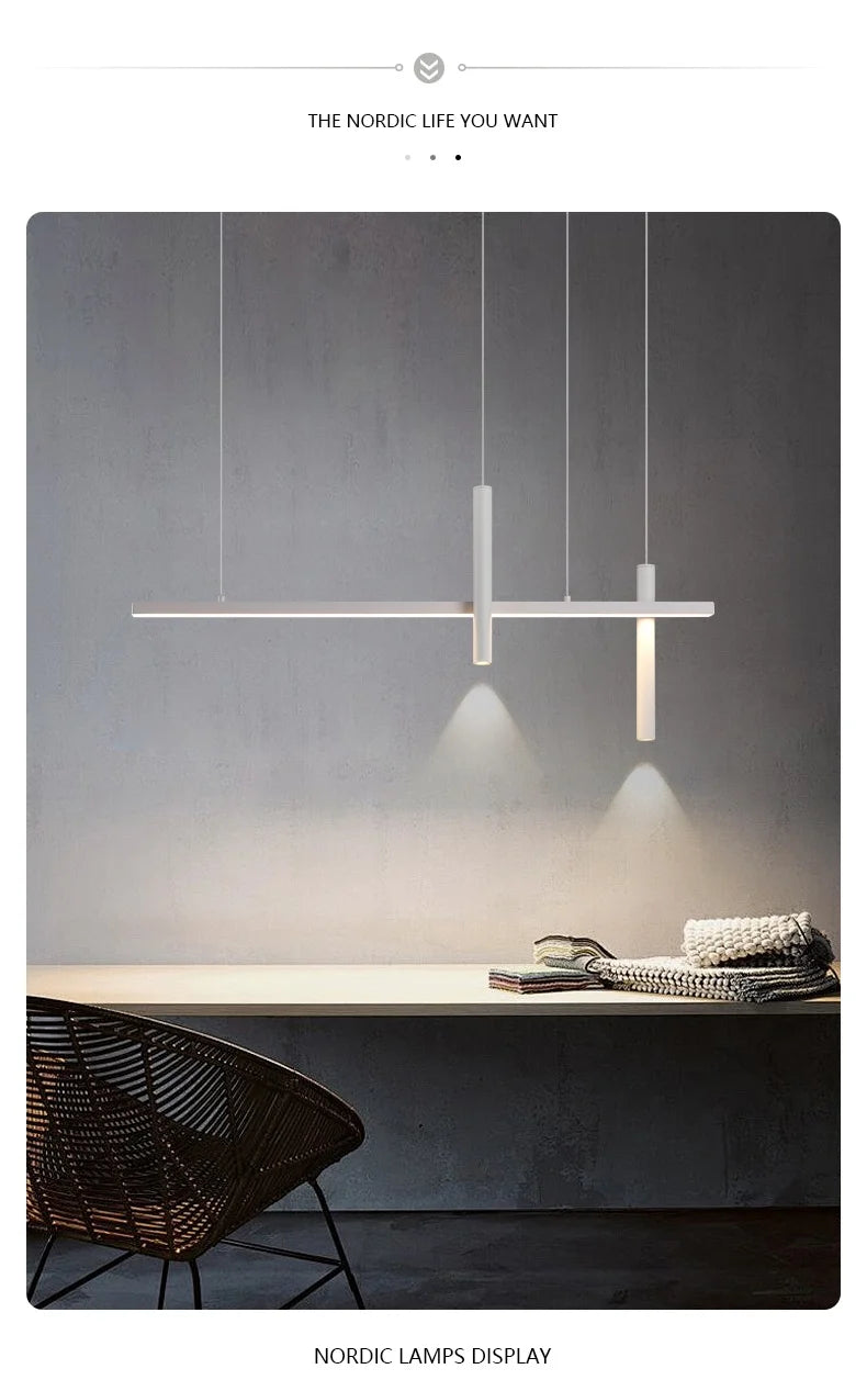 Linear LED Chandelier for Dining Room - Modern Dimmable Pendant Light Tidesmit