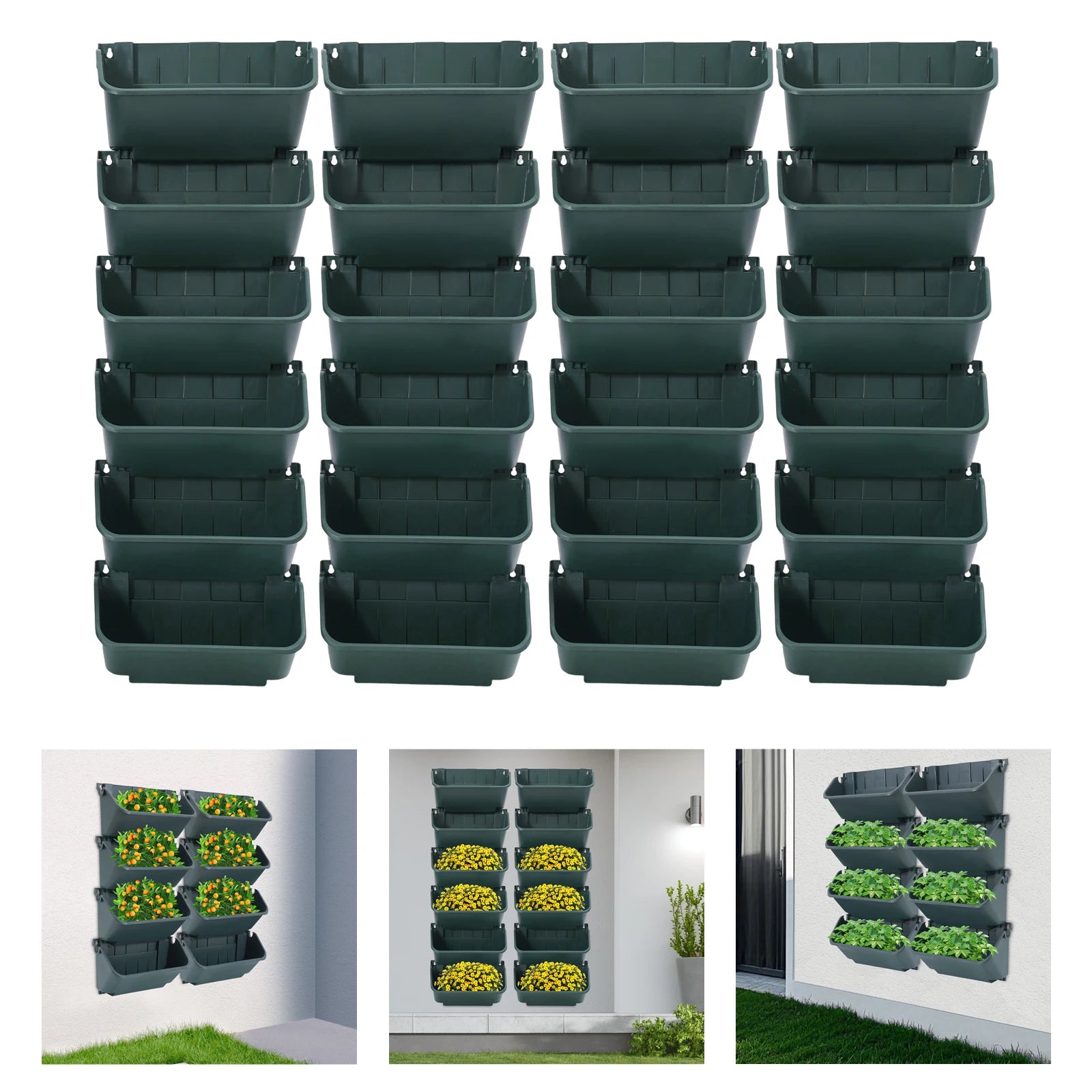 24PCS Vertical Garden Planter 3kg Wall Mounted Planter Wall Hanging Flower Pot Decor for Gardens Terraces Balconies