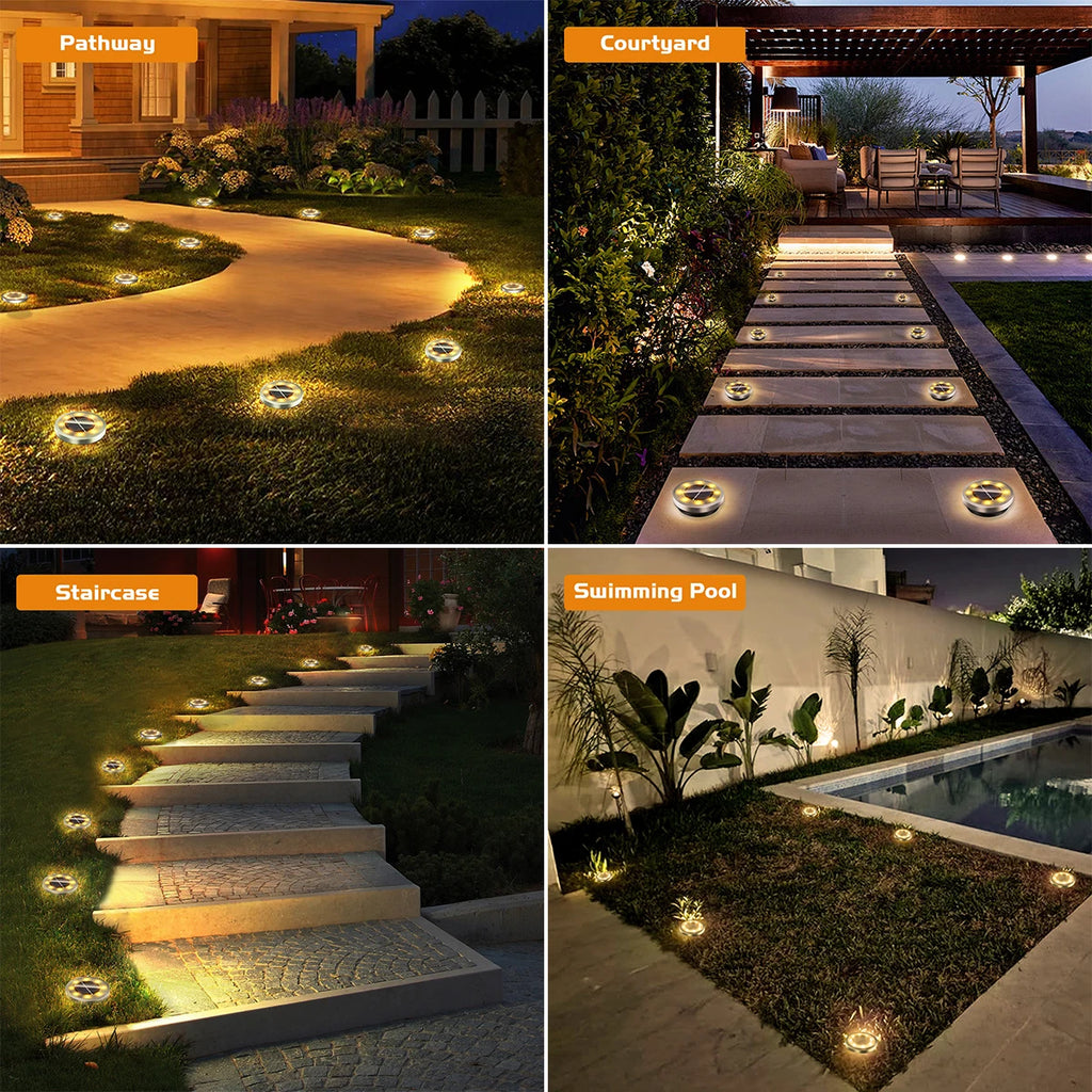 Solar Ground Lights IP65 Waterproof Solar Lights Outdoor Solar Garden Lights In-Ground Landscape Lights for Yard Lawn Patio Deck