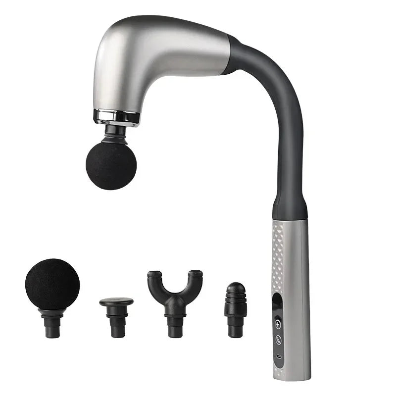 Back Massage Gun with Extended Handle for Targeted Deep Tissue Relief Back Massage Instrument Silver Tidesmit