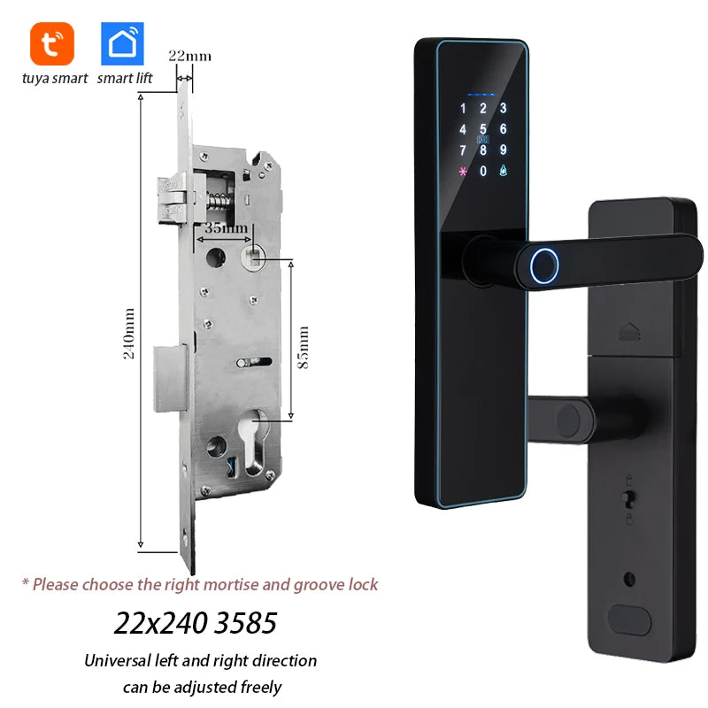 2026 New WiFi Tuya APP Smart Door Lock Remote Unlocking Digital Electronic Smart Home Wooden Door Lock Fingerprint Sound Quiet