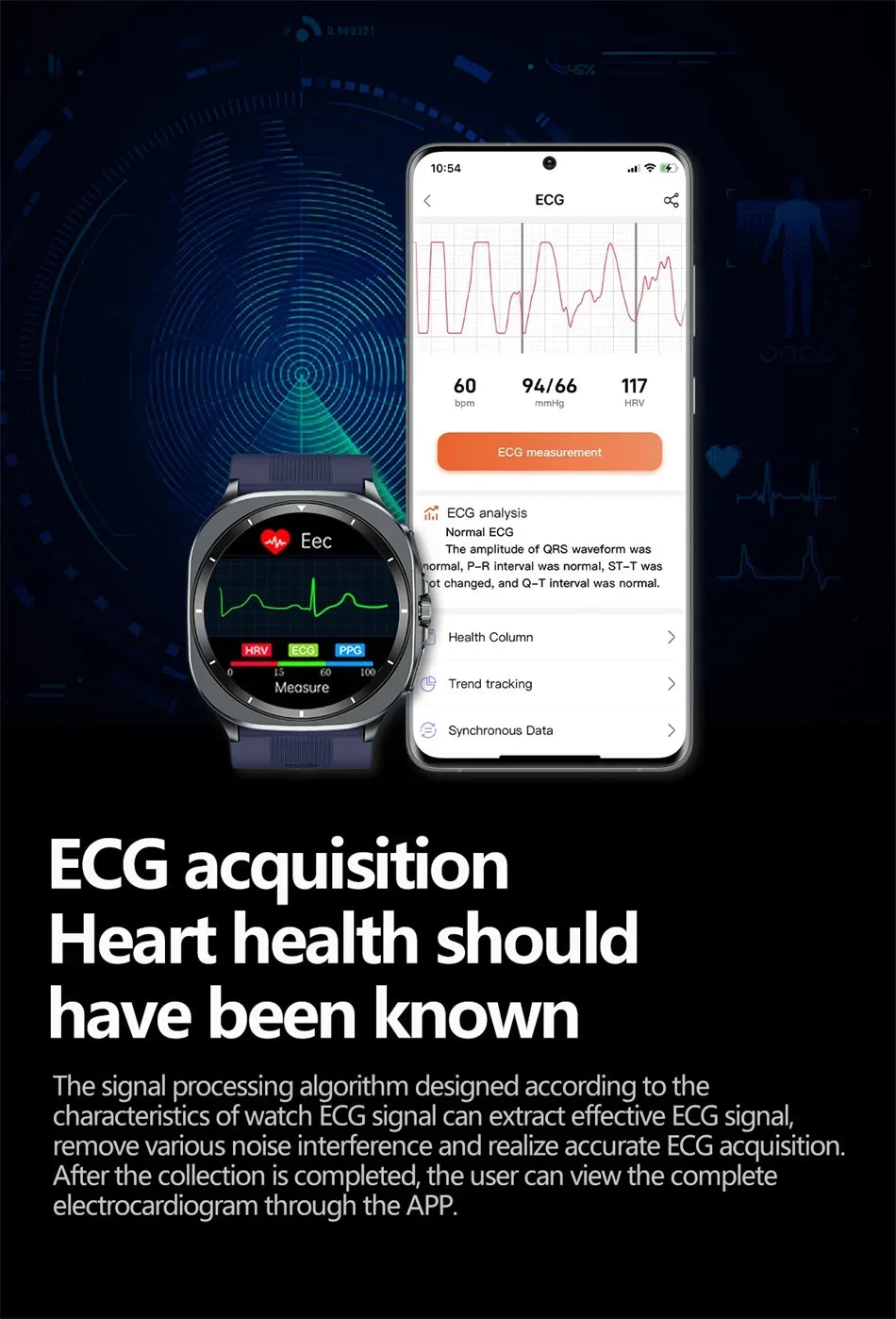 New AI Diagnosis Smart Watch Men, Air Pump Airbag Accurate Measure Blood Pressuer ECG Uric Acid Lipid Smartwatches For XIAOMI