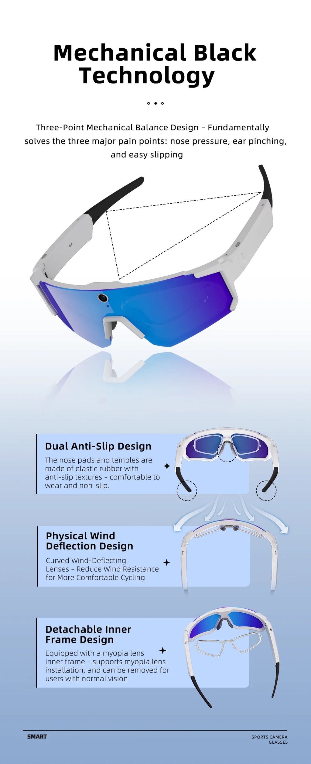 4K Camera Bluetooth Polarized Smart Glasses - UV400 Cycling Series Tidesmit