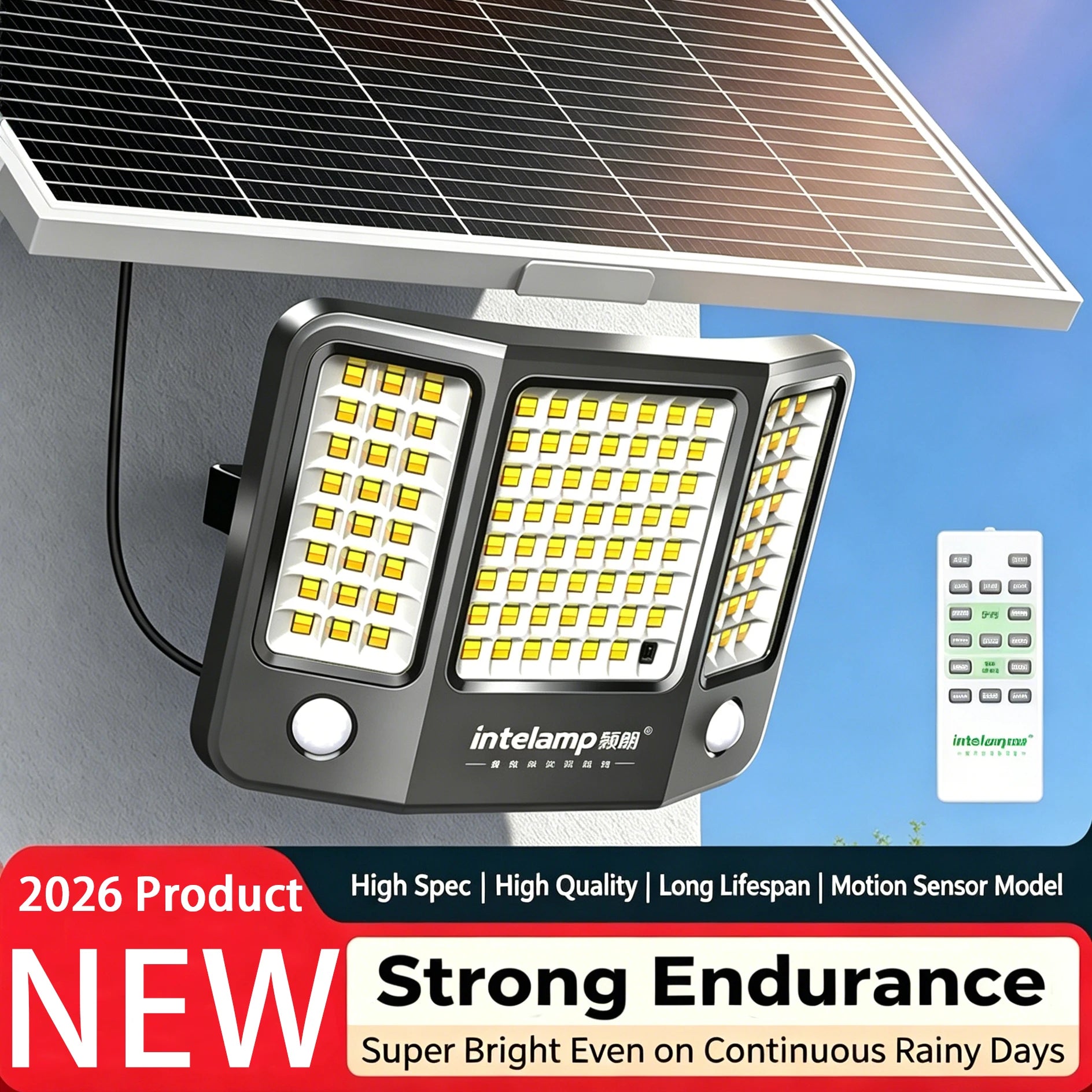 intelamp Powerful 20000mah Solar Lights Outdoor 3 Colors Modes With Super Large Solar Panel For Garden Yard Path Garage