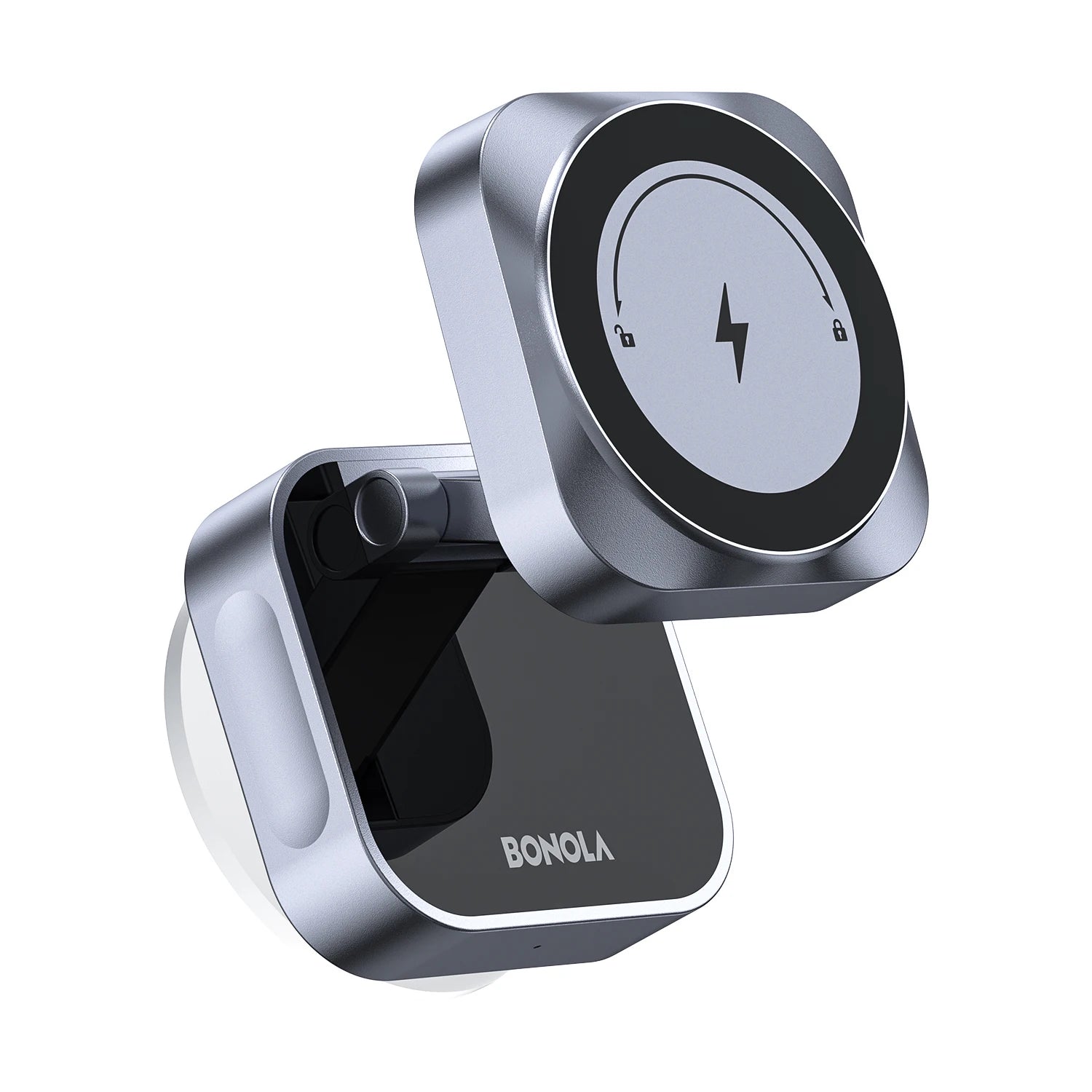 Bonola Suction Cup Car Wireless Charger Foldable for iPhone 17/16/15/Android 15w Magnetic Wireless Charging Vacuum Suction Stand