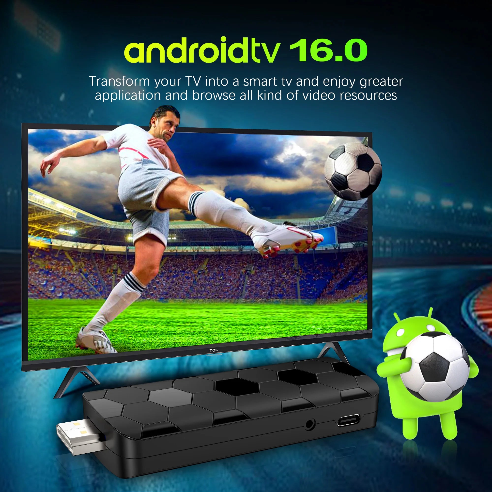 Android TV Stick 8GB 128GB 4K Streaming Box with Voice Remote Tidesmit