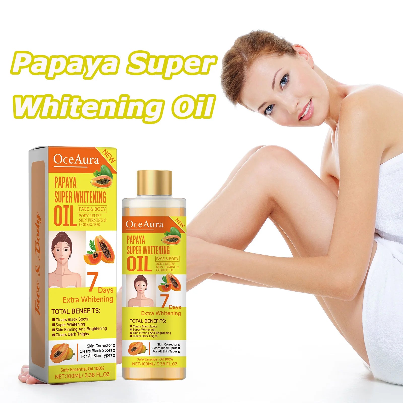 Papaya Whitening Body Oil Nourishing Brightening Skin Care Relaxing Muscle Smoothing Moisturizing Body Massage Skin Papaya Oil