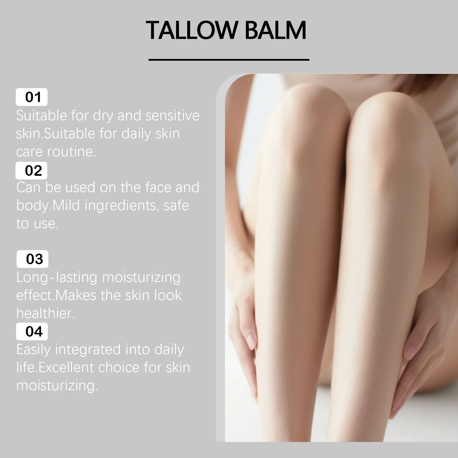 Woodsleep Organic Grass-Fed Beef Tallow Balm with Raw Honey Deep Hydration Face Body Care Smooth Soft Beef Tallow Honey Balm 60g