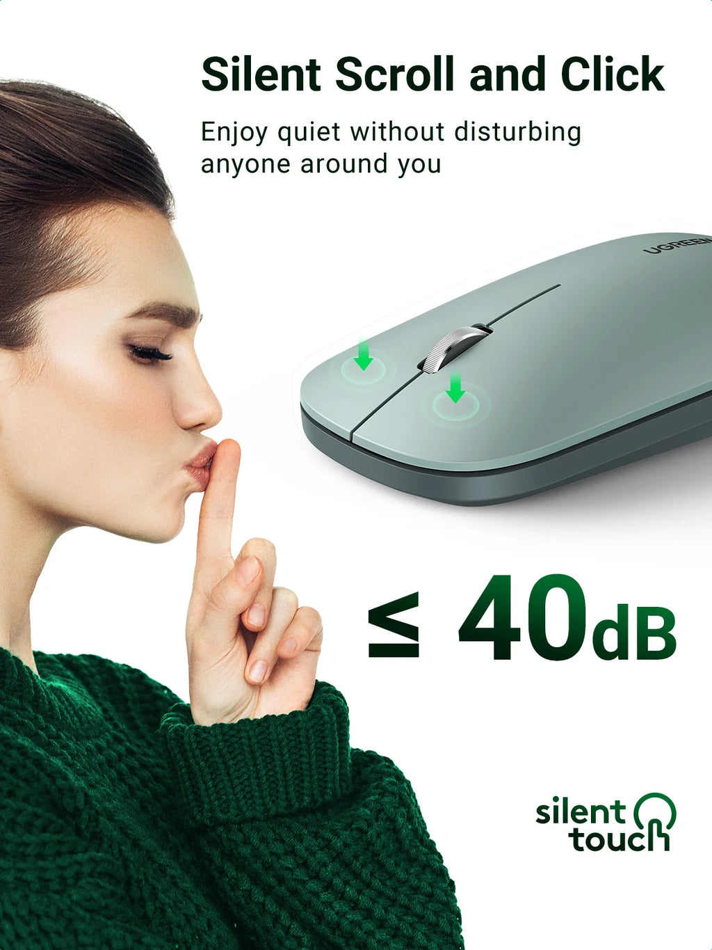 UGREEN Silm Wireless Mouse  Bluetooth 2.4G 4000 DPI  Silent Click For MacBook Pro M1 M2 iPad Tablet Computer Laptop PC