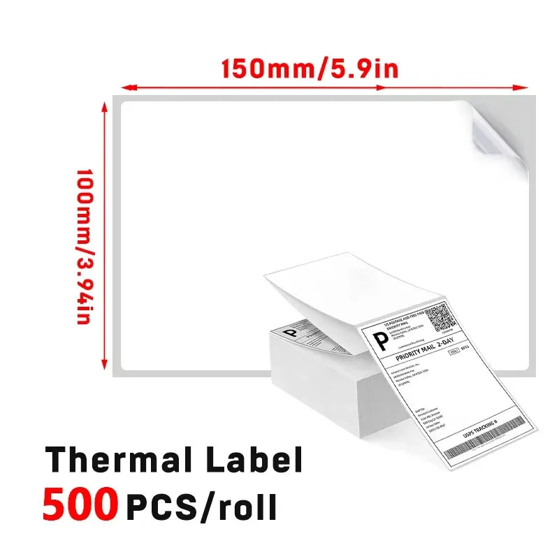 Thermal shipping label paper roll, 4x6 inch, 500 labels per roll, adhesive stickers