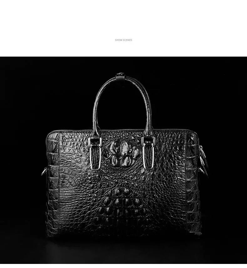 xipijiang new crocodile bag  business men  briefcase  men handbag  male  One-shoulder  Double zipper
