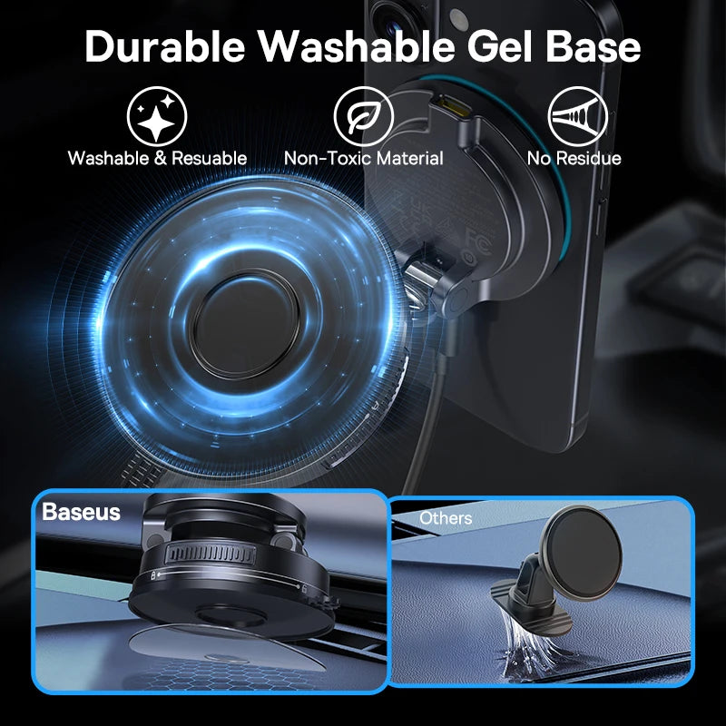 Magnetic Car Phone Holder | Silver 360 Rotation MagSafe Compatible Mount Tidesmit