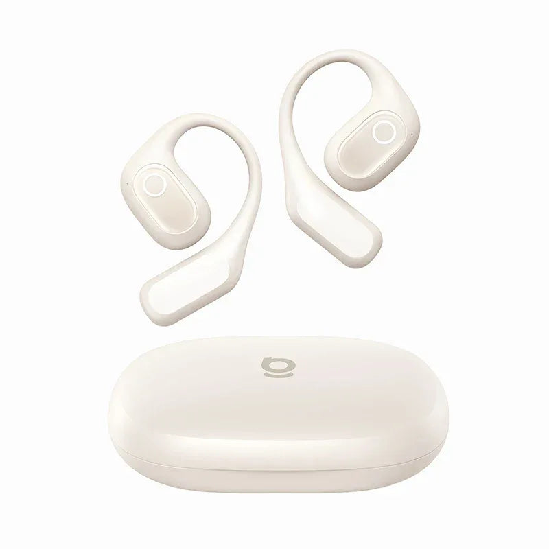 Baseus Eli 2i Fit Open-Ear Earphones True Wireless Bluetooth 6.0 Ear Hooks Headphones IPX5 Waterproof Sports Earbuds Bass Boost White Tidesmit