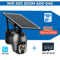 50X Optical Zoom Solar Camera Replaceable Battery 4G SIM/Wifi Home Outdoor Security PTZ Motion Detection/Track Surveillance Cam