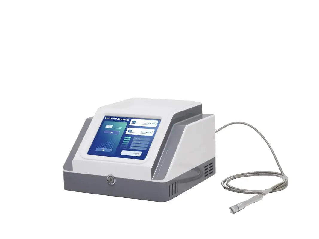 980nm diode laser machine for painless spider vein removal with touchscreen interface and handheld treatment probe.