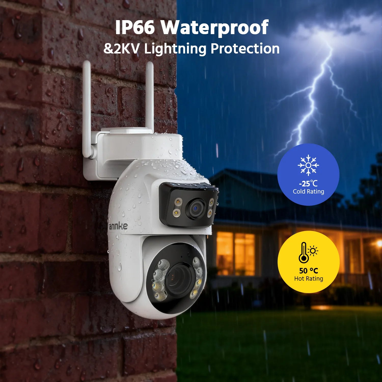 ANNKE WCD1012 10MP Dual-Lens PTZ Security Camera 12X Zoom Wifi Camera AI Human Tracking 1/2/4 PCS 2.4G Wireless Camera Outdoor