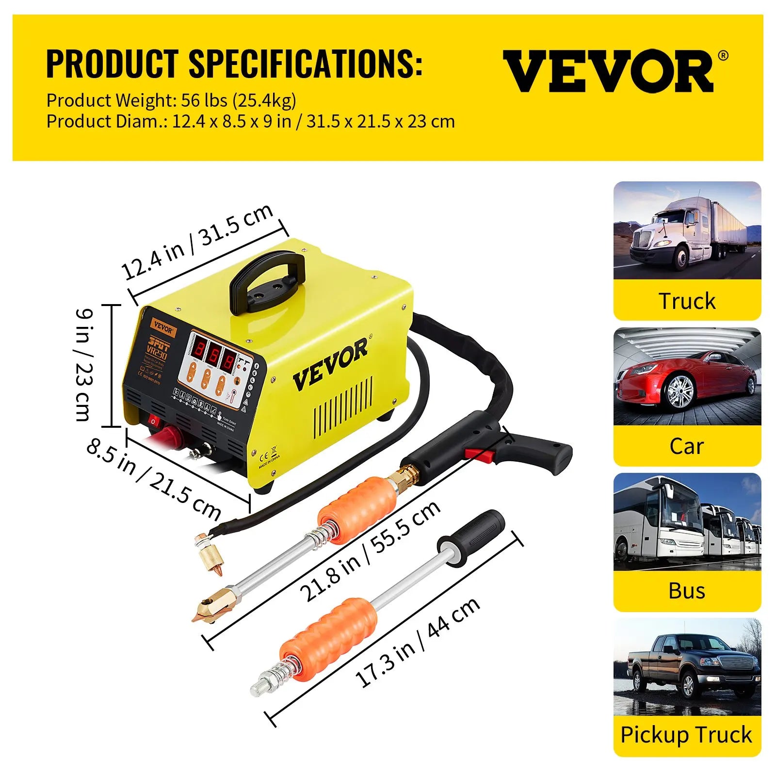 VEVOR Pro Leg Stretcher 220LBS Leg Stretch MachineCarSpotWelder3500ADentPullerKitHandHeldVehicleSpotterWeldingCarBodyBumper