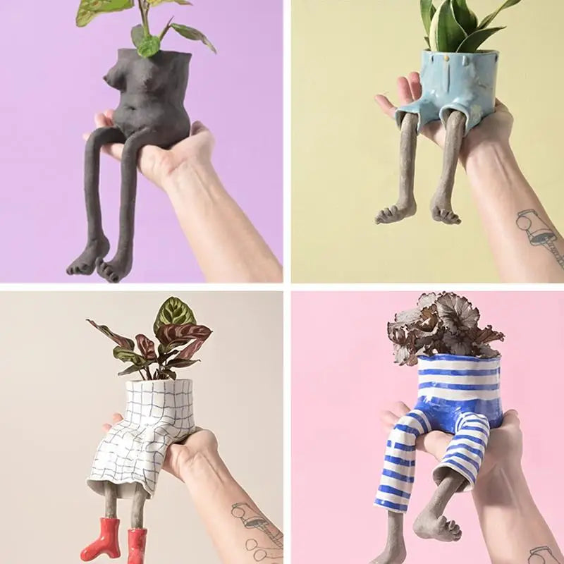 Whimsical Resin Leggy Planter Creative Succulents Flower Pot Home Decor Art Planter Home Office Shelf Decor Gardening Gift
