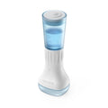 S2 140-pin derma stamp microneedle tool with serum container for hair regrowth and facial skincare, white and blue.