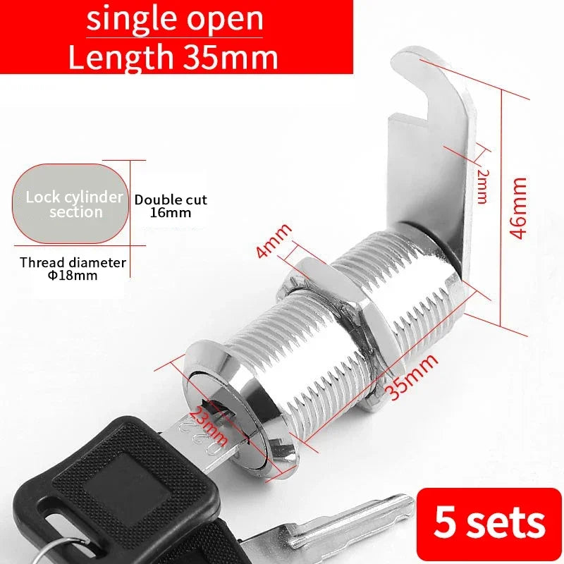 5/20/100SETS 16mm 20mm 25mm 30mm 35mm Metal Rotary Key Switch Push Button Lock Switch Latching Cylinder Cabinet Security Locker