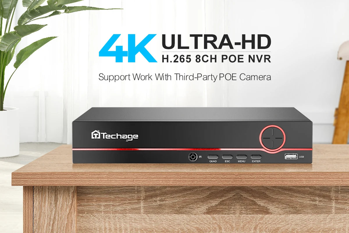 Techage 8MP POE IP Camera Dual Lens HD CCTV Video Smart AI Outdoor Audio Auto Tracking PTZ  Camera Surveillance Security System