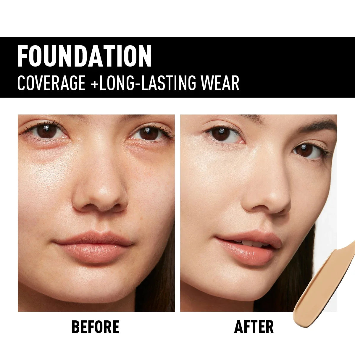 Tidesmit full coverage face foundation texture close-up showing long-lasting waterproof oil-control makeup formula