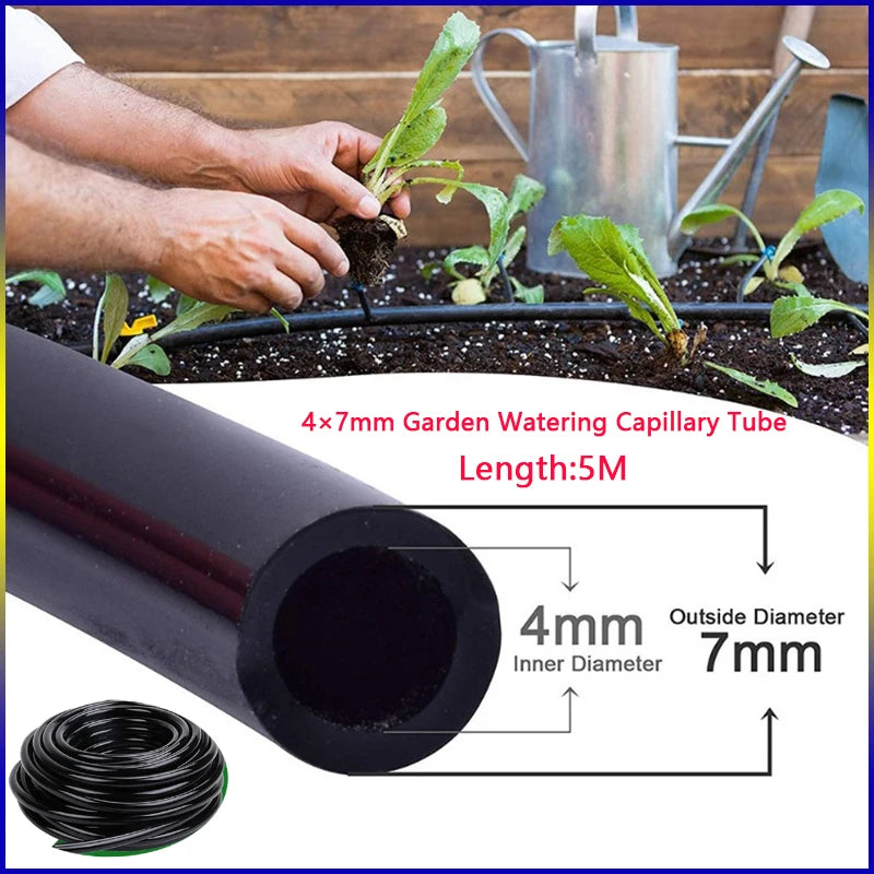 DIY Micro Irrigation Kit 4/7mm PVC Hose PP Adjustable Flow Dripper + Fixing Ground Stake Home Potted Garden Watering System Part