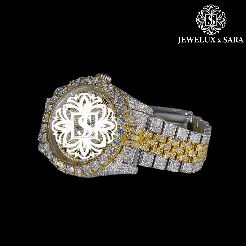 Best Quality Luxurious Mens Stainless Steel Watch with Black Automatic Movement Moissanite Diamond Available for Export Price