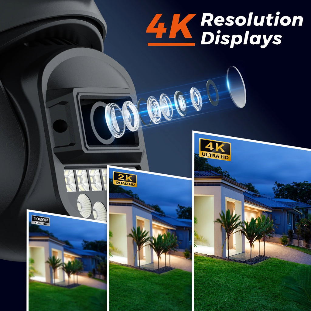 10MP PTZ IP Camera 8MP 5K Outdoor Dual Lens Dual Screen 5G WIFI Camera AI Tracking Security Protection CCTV Surveillance Camera
