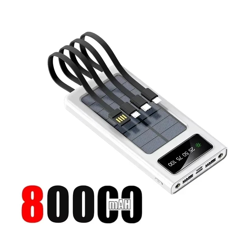 200000mAh Solar Power Bank 120W Fast Charging Portable Charger White 80000mAh Tidesmit