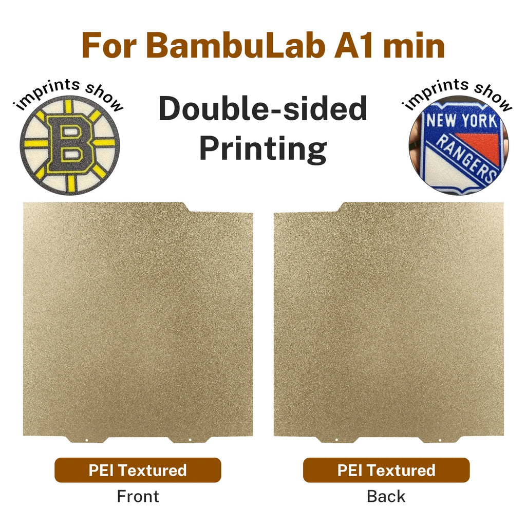 Double-sided 184x184mm textured PEI build plate for Bambu Lab A1 Mini, ideal for durable, easy-release 3D printing.