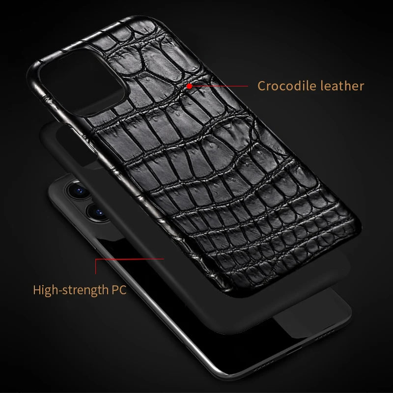 Crocodile Leather iPhone 17 Pro Case – Slim Shock-Absorbing Cover Tidesmit